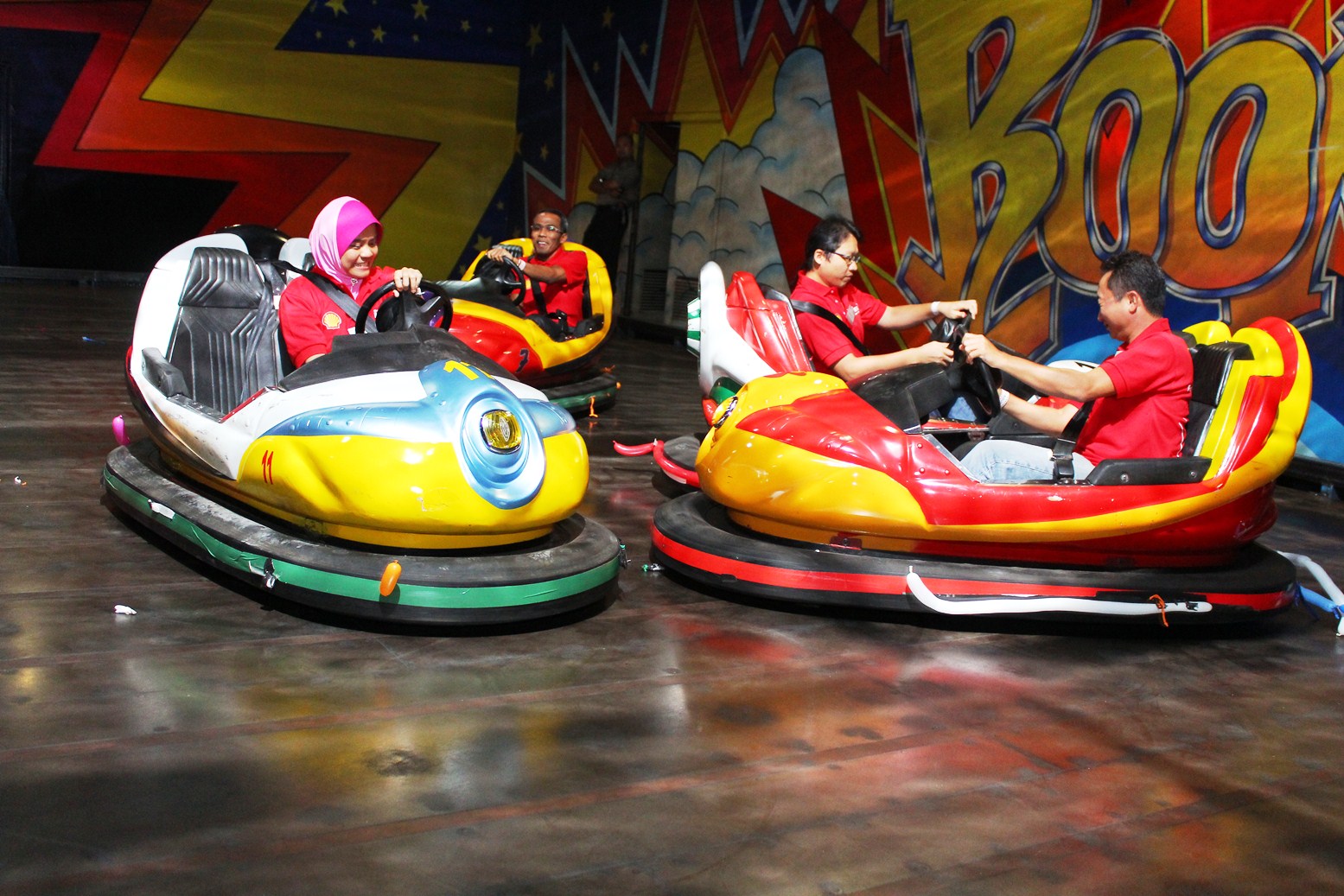 excited bumper cars